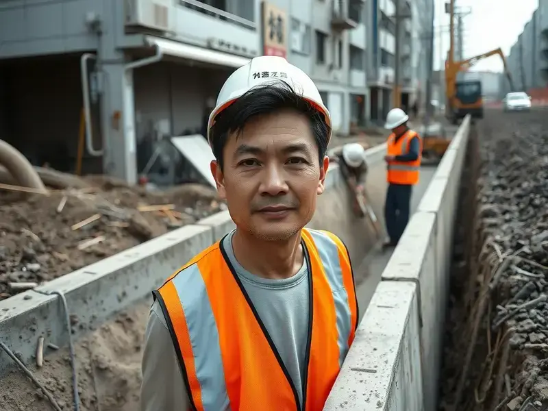 側溝・排水設備工事の様子