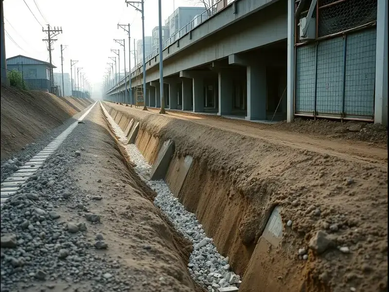 側溝・排水設備工事の様子